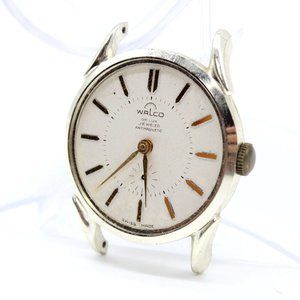 Vintage Walco Swiss Watch Mens Silver Tone Stainless Steel Classic White Dial